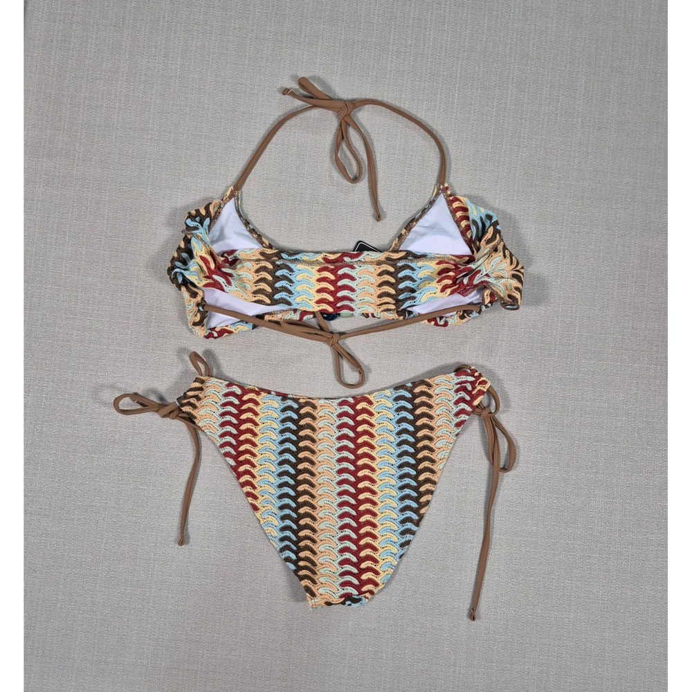 ZAFUL Womens Two Piece Bikini Set Triangle Halter Cowl Neck Swimsuit L - Picture 6 of 11